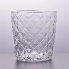 China 7.5oz glass candle holders supplier with diamond pattern manufacturer