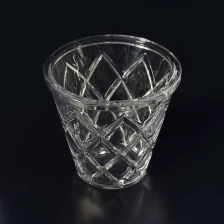China Castiçal de vidro claro prismático de 750ml na decoração da casa da forma de V fabricante