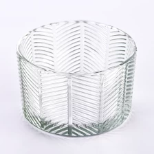 China 754ml large capacity diagonal stripe glass candle holder wholesale manufacturer