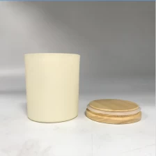Chiny frosting glass candle jars with pine wood lid producent