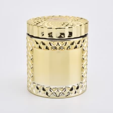 China 7oz golden glass candle holders with label stick manufacturer