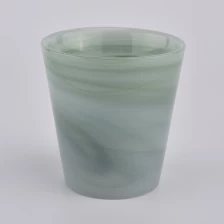China 7oz green color melted glass candle holders manufacturer
