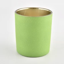 Китай 8 oz green glass candle jars with gold inside производителя