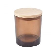 Cina Vaso di candela in vetro marrone 8oz con coperchio all'ingrosso produttore