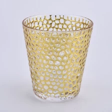 China 8oz Gold electroplated glass candle holders manufacturer