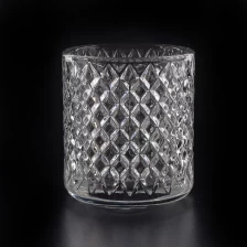 China 8oz Hot sale faceted crystal clear glass candle jars wholesale manufacturer