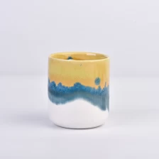 China 8oz ceramic candle holder colorful effecting jars wholesale manufacturer
