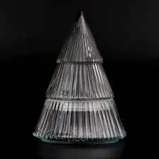 中国 8オンスのクリスマスツリーの垂直ラインのガラスろうそくの瓶と家のための蓋付き メーカー