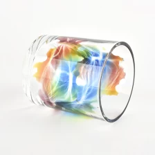 porcelana Tarco de vela de cristal transparente de 8oz con patrón de pintura a mano proveedor fabricante