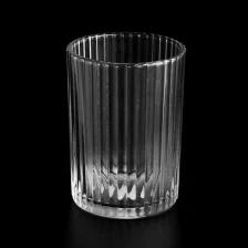 China 8oz vertical stripe glass candle jar clear candle vessel supplier manufacturer