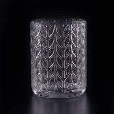 China 8oz wax filling cylinder glass candle holders with tree design manufacturer