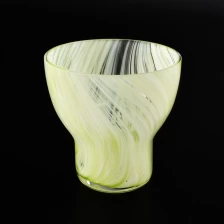 China 8oz yellow overlay glass candle holder torch candle jar home decoration container manufacturer