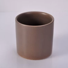 China ASTM Passed Cylinder Brown Color Glazed Ceramic Candle Holder with Low MOQ manufacturer