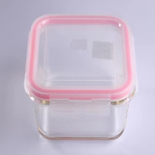 Chine Casseroles couvercle en verre hermétique alimentaire carré avec couvercle rose en plastique fabricant