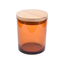 Cina Vaso di candela in vetro ambra con coperchi produttore