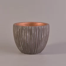 China Antique copper painted line debossed concrete candle jar manufacturer
