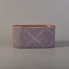 porcelana Antiguo grabado recipiente ovalado en color púrpura pintado fabricante