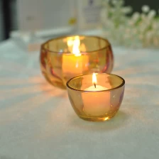China Apple Shaped Ion Plating Glass Candle Holder manufacturer