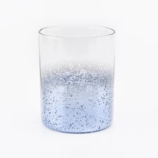 China Bonito mercúrio galvanoplastia azul vidro castiçal cera de soja vela jarra para decoração de casa fabricante