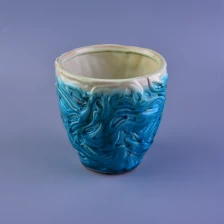China Big blue and green ceramic pot candle jar manufacturer