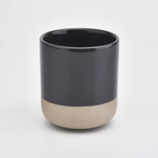 China Black Ceramic Candle Vessels With Natural Bottom manufacturer