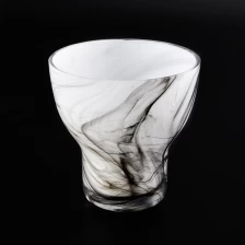 China Black and white overlay glass candle holder torch candle jar home decoration container manufacturer