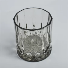 China Black engrave glass candle jar manufacturer