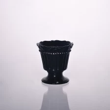 China Black glaze ceramic candle holder with drill manufacturer