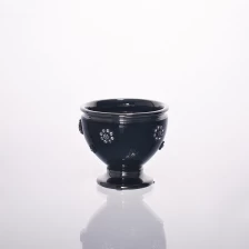 China Suporte de vela de cerâmica Preto glaze fabricante