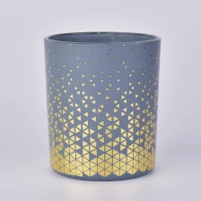 China Blue Candle Jars With Gold Decal Decoration manufacturer
