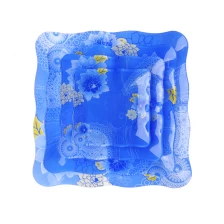 China Blue Decal Printing Glass Fruit Plate manufacturer