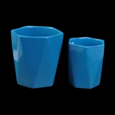 China Blaue Farbe Verglasung Porzellan / Keramik Kerzen Behälter Hersteller