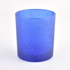 Chiny Blue Shiny Glas Candle Candle Holder z powłoką piaszczystą producent
