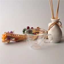 porcelana Borosilicato doble pared de vidrio de consumición con la manija fabricante