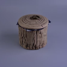Chiny Brązowy duży słój drzewa kształt ceramiczny świecznik z pokrywką producent