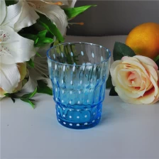 China Bule Color Mouth Blown Glass Candle Jar manufacturer