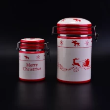 porcelana Tarro de almacenamiento de cerámica con clip para la Navidad fabricante