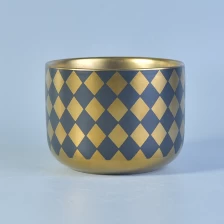 China Ceramic candle container with electroplating pattern manufacturer
