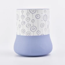China Ceramic candle jar blue and white color with unique pattern manufacturer