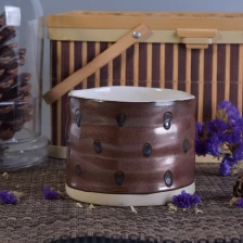 中国 巧克力棕色蛋糕手绘的黑点陶瓷蜡烛罐 制造商