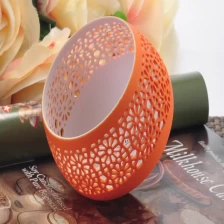 China Weihnachten Schüssel Form hohl Orange Keramik Porzellan Kerze Jar Hersteller