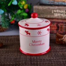 China Christmas Holiday ceramic big candle holder with lid manufacturer