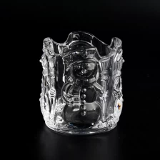 China Christmas snowman design votive 5oz glass candle jar manufacturer