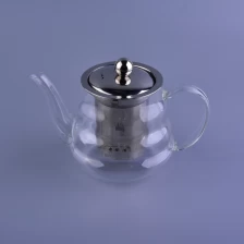 China Circle wave transparent pyrex heat resistant glass teapot with  matchment filter manufacturer