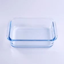China Clear Rectangle Fruit Plate Glass Dish with Handle manufacturer