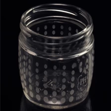 中国 透明圆点桶形状批发玻璃罐 制造商