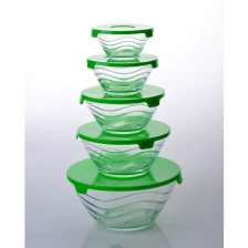 porcelana Recipiente de vidrio transparente con tapas fabricante