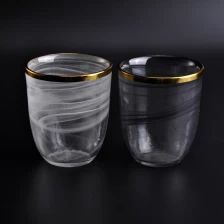 China White Cup Shap Glass Candle Holder with  Golden Rim manufacturer