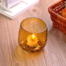 China Colored Glass candle holder with flower pattern manufacturer