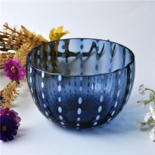 China Colored glass bowl shape dots glass candle holder manufacturer